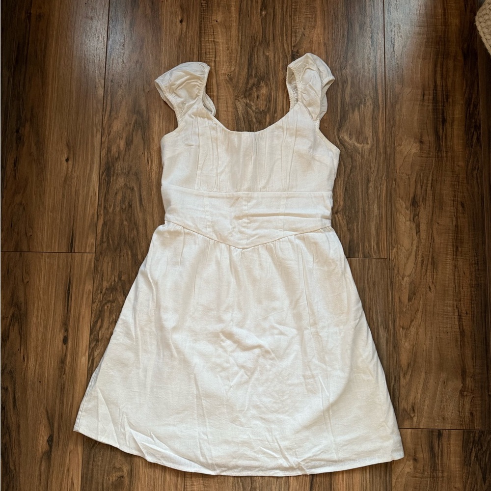 Hollister Cream Smocked Bodice Sundress